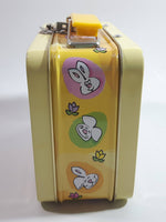 Easter Bunny Themed Small Lunch Box Style Tin Metal Container with Handle