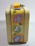 Easter Bunny Themed Small Lunch Box Style Tin Metal Container with Handle