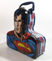 2003 DC Comics Superman Upper Body Head Bust Shaped Embossed Tin Metal Lunch Box