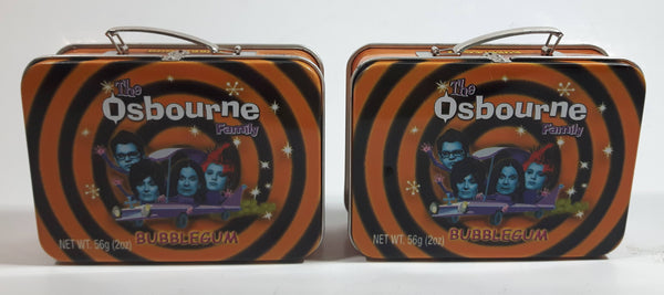 2002 JOKS The Osbourne Family Bubble Gum Miniature Lunch Box Style Tin Metal Container Set of 2