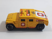 2003 Matchbox Special Edition Hummer Rescue Humvee Yellow 1:70 Scale Die Cast Toy Car Vehicle with Opening Rear Hatch