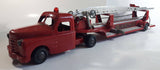 Vintage 1950s Structo Fire Engine Aerial Ladder Truck S.F.D. Red Pressed Steel Truck and Trailer Toy Car Vehicle 33" Long