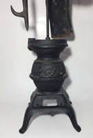 Antique Ornate Pot Belly Stove Shaped Cast Iron Fire Place Tool Set 38 1/2" Tall