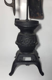 Antique Ornate Pot Belly Stove Shaped Cast Iron Fire Place Tool Set 38 1/2" Tall