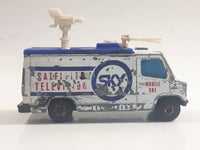 1995 Matchbox TV News Truck Van Sky Satellite Television White Die Cast Toy Car Vehicle