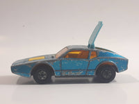 Vintage 1973 Lesney Matchbox Superfast No. 65 Saab Sonett III Metallic Blue Die Cast Toy Car Vehicle with Opening Rear Hatch - Made in England