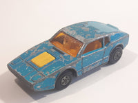 Vintage 1973 Lesney Matchbox Superfast No. 65 Saab Sonett III Metallic Blue Die Cast Toy Car Vehicle with Opening Rear Hatch - Made in England