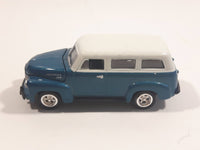 Johnny Lightning 1950 Chevy Suburban Dark Teal Blue Green with White Roof Die Cast Toy Car Vehicle with Opening Hood