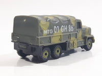 Unknown Brand MTG 01 GH 86 Military Army Cargo Transport Truck Dark Green Camouflage Plastic Body Die Cast Toy Car Vehicle