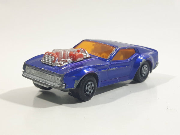 Vintage 1973 Lesney Matchbox Rolamatics Mustang Piston Popper No. 10 Blue Die Cast Toy Muscle Car Vehicle