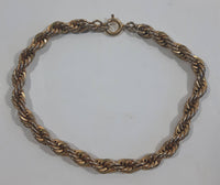 Gold Tone Metal Twisted Rope Style 7" Long Bracelet