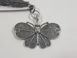 Vintage Silver Tone Feather and Butterfly Combination Brooch Pin