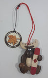 Moose Holding a Canadian Flag Snowboard Handmade Natural Wood Hanging Ornament