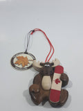 Moose Holding a Canadian Flag Snowboard Handmade Natural Wood Hanging Ornament