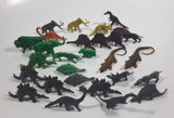 Vintage Plastic Dinosaur and Prehistoric Animal Toys with 2 Rubber Crocodile Toys Made in Hong Kong Lot of 28