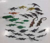 Vintage Plastic Dinosaur and Prehistoric Animal Toys with 2 Rubber Crocodile Toys Made in Hong Kong Lot of 28