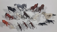 Vintage Plastic Farm Livestock Horses Toys Made in Hong Kong Lot of 16