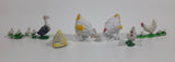 Vintage Plastic Farm Chickens, Hens, Baby Chicks, Goose, Baby Geese Toys Made in Hong Kong Lot of 6