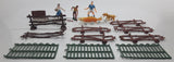 Vintage Plastic Farm Fences, People, Fishing Rod, Fish, Trough Toys Made in Hong Kong Lot of 21