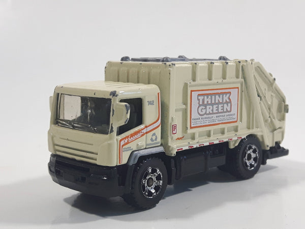 2008 Matchbox City Action Garbage Truck Cream White Die Cast Toy Car Vehicle