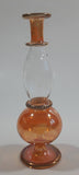 Blown Art Glass 4" Tall Purple and Orange Colored Perfume Bottles Thin Delicate Glass with Gold Trim