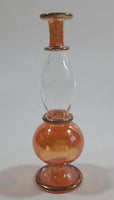 Blown Art Glass 4" Tall Purple and Orange Colored Perfume Bottles Thin Delicate Glass with Gold Trim