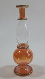 Blown Art Glass 4" Tall Purple and Orange Colored Perfume Bottles Thin Delicate Glass with Gold Trim