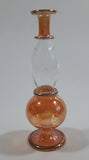 Blown Art Glass 4" Tall Purple and Orange Colored Perfume Bottles Thin Delicate Glass with Gold Trim