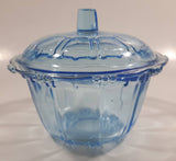 KIG Indonesia Light Blue Glass Lidded Candy Trinket Dish - Lid Handle is Chipped