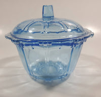 KIG Indonesia Light Blue Glass Lidded Candy Trinket Dish - Lid Handle is Chipped