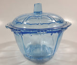 KIG Indonesia Light Blue Glass Lidded Candy Trinket Dish - Lid Handle is Chipped