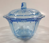 KIG Indonesia Light Blue Glass Lidded Candy Trinket Dish - Lid Handle is Chipped