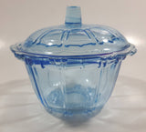 KIG Indonesia Light Blue Glass Lidded Candy Trinket Dish - Lid Handle is Chipped