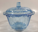 KIG Indonesia Light Blue Glass Lidded Candy Trinket Dish - Lid Handle is Chipped