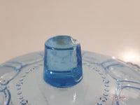 KIG Indonesia Light Blue Glass Lidded Candy Trinket Dish - Lid Handle is Chipped