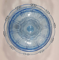 KIG Indonesia Light Blue Glass Lidded Candy Trinket Dish - Lid Handle is Chipped