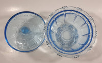 KIG Indonesia Light Blue Glass Lidded Candy Trinket Dish - Lid Handle is Chipped