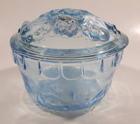 KIG Indonesia Light Blue Glass Lidded Candy Trinket Dish