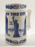 Vintage New York City Blue and White Ceramic Pottery Beer Stein Mug
