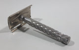 Vintage Gillette Razor Face Shaver Etched Pattern Metal Handle Twist Open