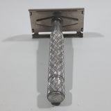 Vintage Gillette Razor Face Shaver Etched Pattern Metal Handle Twist Open