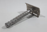 Vintage Gillette Razor Face Shaver Etched Pattern Metal Handle Twist Open