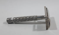 Vintage Gillette Razor Face Shaver Etched Pattern Metal Handle Twist Open