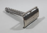 Vintage Gillette Razor Face Shaver Etched Pattern Metal Handle Twist Open