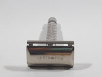 Vintage Gillette Razor Face Shaver Etched Pattern Metal Handle Twist Open