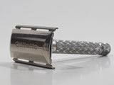 Vintage Gillette Razor Face Shaver Etched Pattern Metal Handle Twist Open