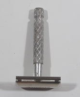 Vintage Gillette Razor Face Shaver Etched Pattern Metal Handle Twist Open