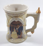 Rare Disney Parks Beauty and The Beast 3D Embossed Castle Shaped 5" Tall Ceramic Stein Mug