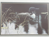 Vintage Robert Bateman "Lily Pads and Loon" Wildlife Bird Nature Print Wood Framed 14" x 17"