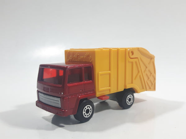 Vintage 1979 Lesney Matchbox Superfast Colectomatic Refuse Truck No. 36 Red Yellow Garbage Pickup Die Cast Toy Car Vehicle with Sliding Compactor